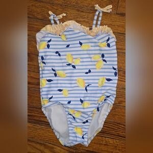 Kids Lemon Stripe One-Piece Swimsuit - Yellow & Blue